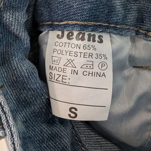 Distressed Denim Midi Skirt Raw Edge High Slit Small - Picture 4 of 8